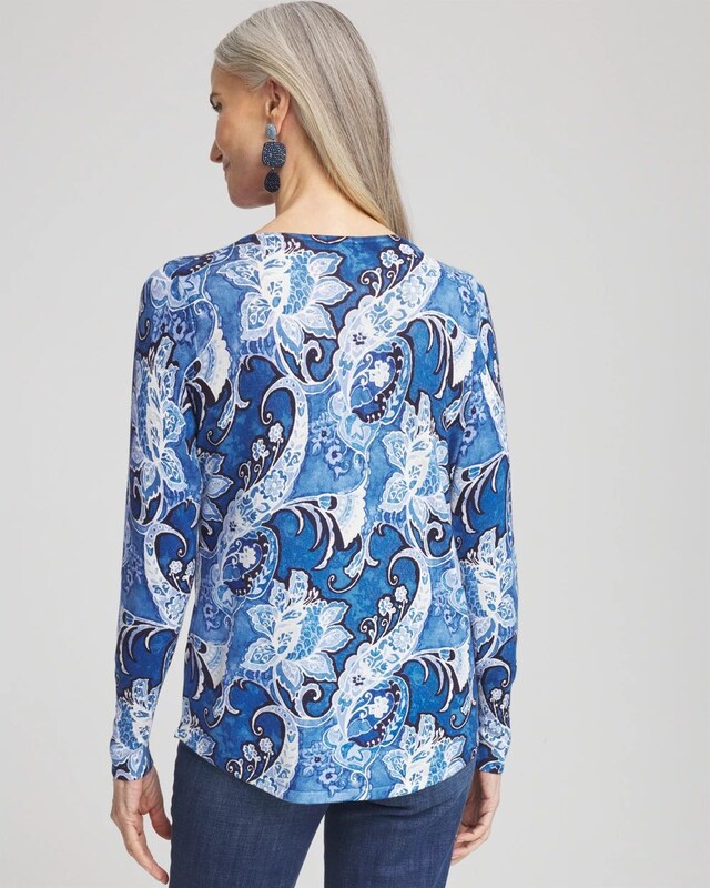 Paisley V-Neck Pullover Sweater - image 3